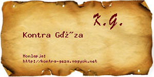 Kontra Géza névjegykártya